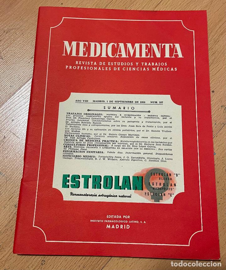 Second hand books: MEDICAMENTA, Revista de estudios y trabajos profesionales de ciencias medicas, Numero 187