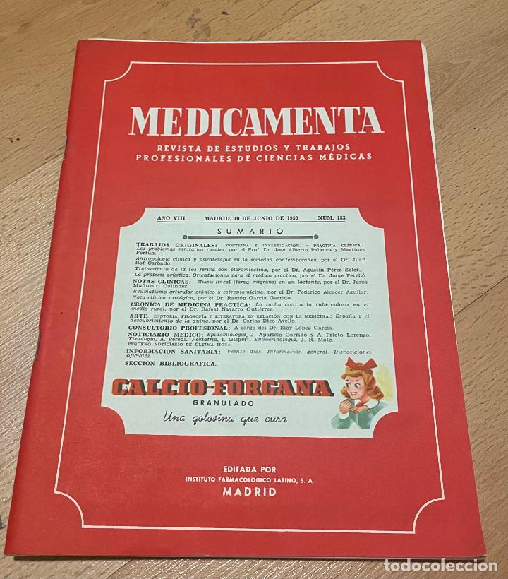 Libros de segunda mano: MEDICAMENTA, Revista de estudios y trabajos profesionales de ciencias medicas, Numero 183