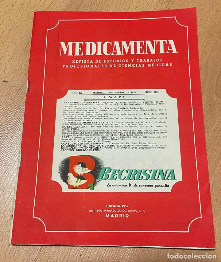 Second hand books: MEDICAMENTA, Revista de estudios y trabajos profesionales de ciencias medicas, Numero 193