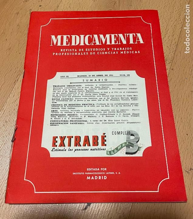 Gebrauchte B&uuml;cher: MEDICAMENTA, Revista de estudios y trabajos profesionales de ciencias medicas, Numero 198