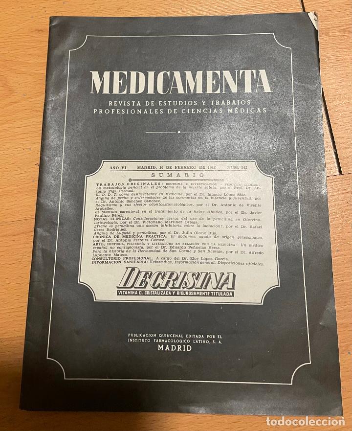 Libri di seconda mano: MEDICAMENTA, Revista de estudios y trabajos profesionales de ciencias medicas, Numero 142
