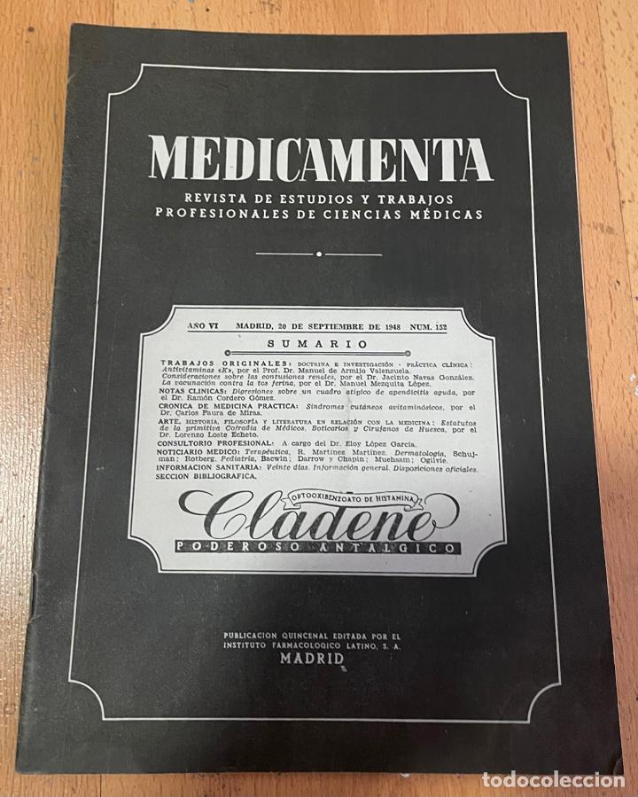 Libri di seconda mano: MEDICAMENTA, Revista de estudios y trabajos profesionales de ciencias medicas, Numero 152