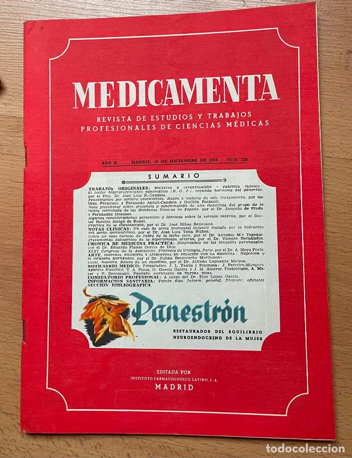 Libri di seconda mano: MEDICAMENTA, Revista de estudios y trabajos profesionales de ciencias medicas, Numero 228