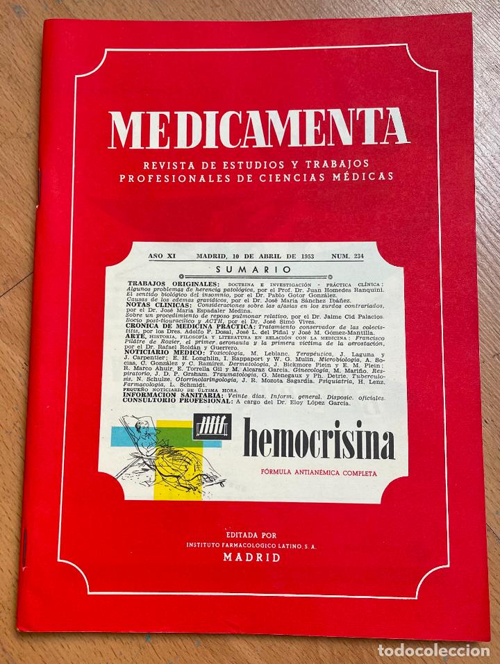 Libri di seconda mano: MEDICAMENTA, Revista de estudios y trabajos profesionales de ciencias medicas, Numero 234