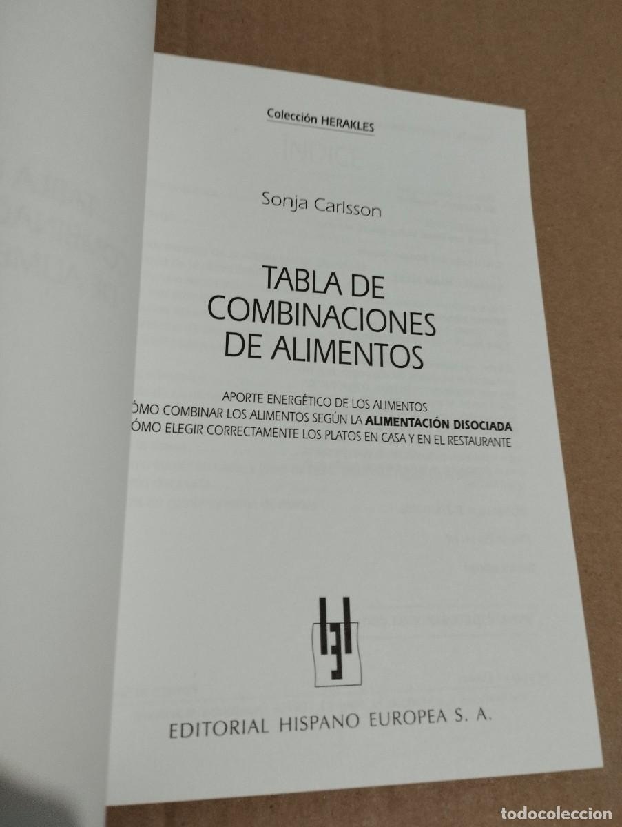 Libros de segunda mano: TABLA DE COMBINACIONES DE ALIMENTOS (SONJA CARLSSON) - Foto 2