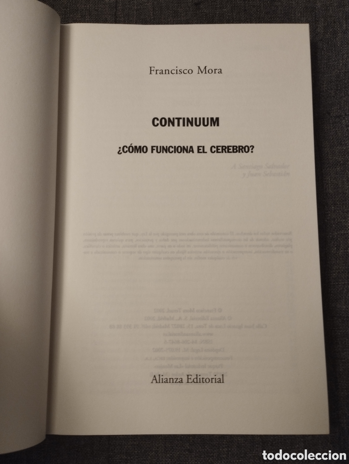 Libros de segunda mano: CONTINUUM &iquest;C&Oacute;MO FUNCIONA EL CEREBRO? (FRANCISCO MORA) - Foto 2