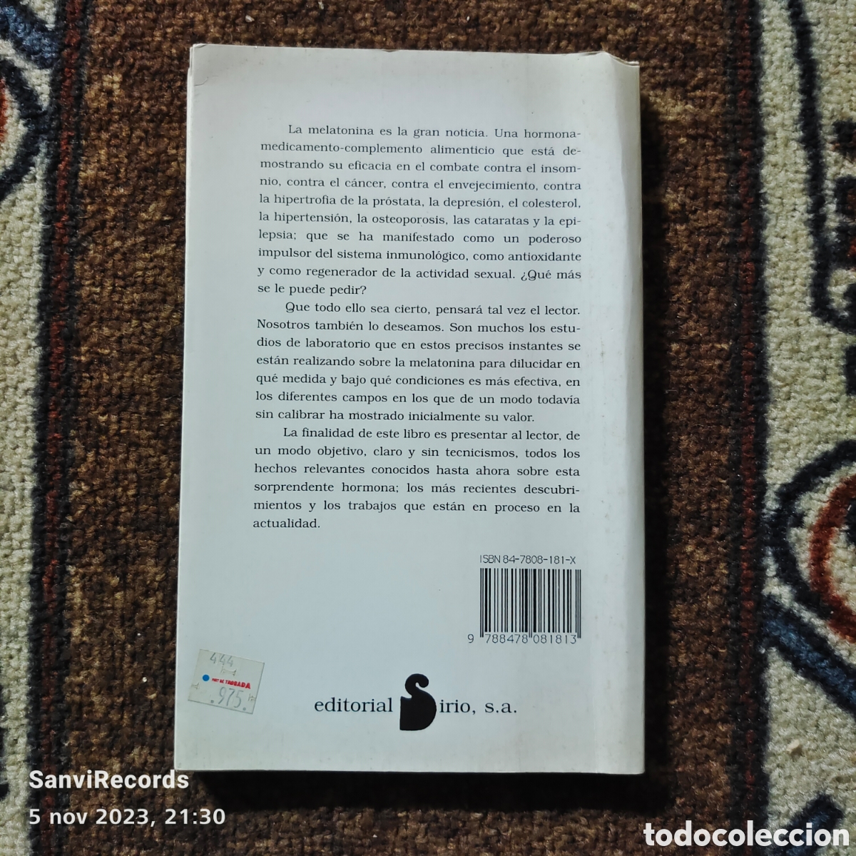 Libros de segunda mano: EL MILAGROSO PODER DE LA MELATONINA (NEIL STEVENS) (SIRIO) - Foto 2