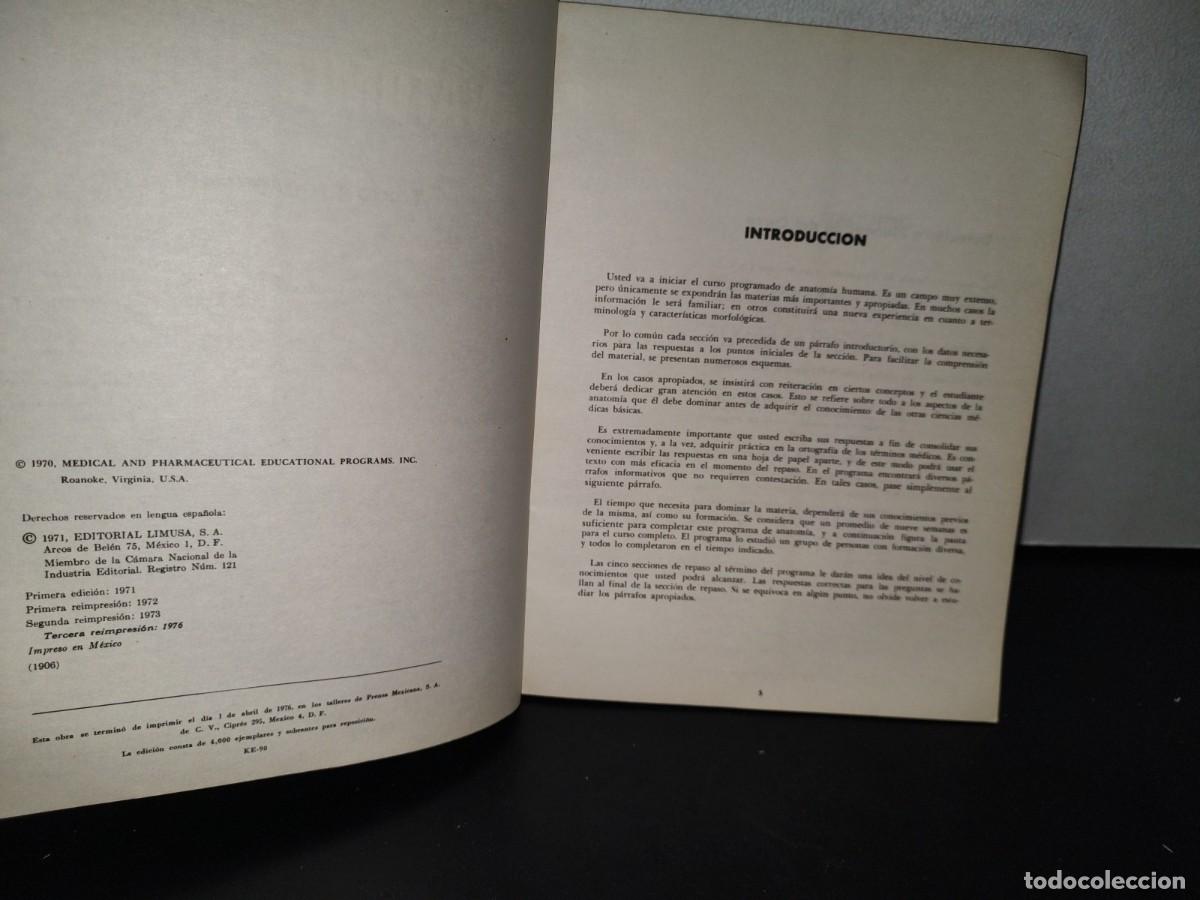 Libros de segunda mano: 91- ANATOM&Iacute;A HUMANA. TEXTO PROGRAMADO - EDITORIAL LIMUSA 1976 - Foto 4
