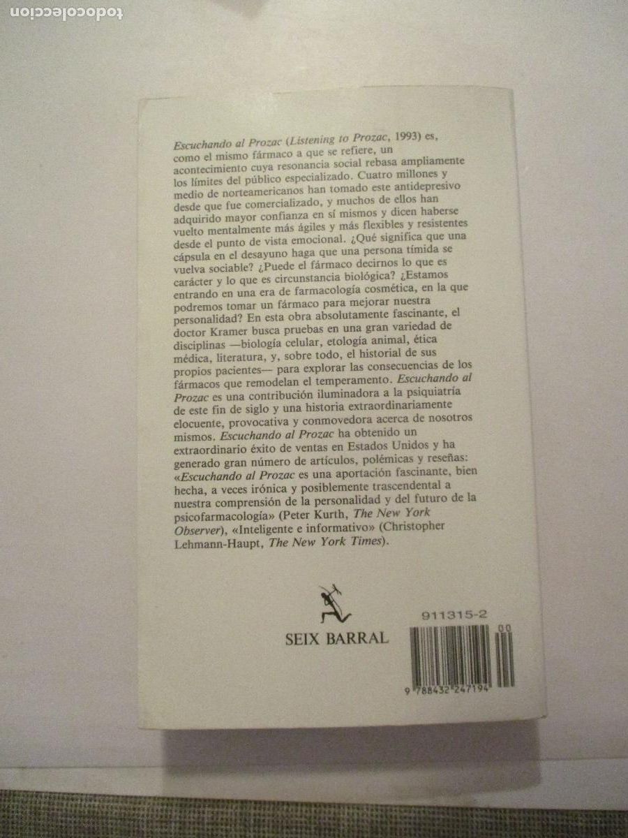 Libros de segunda mano: PETER D. KRAMER Escuchando al Prozac W24817 - Foto 2