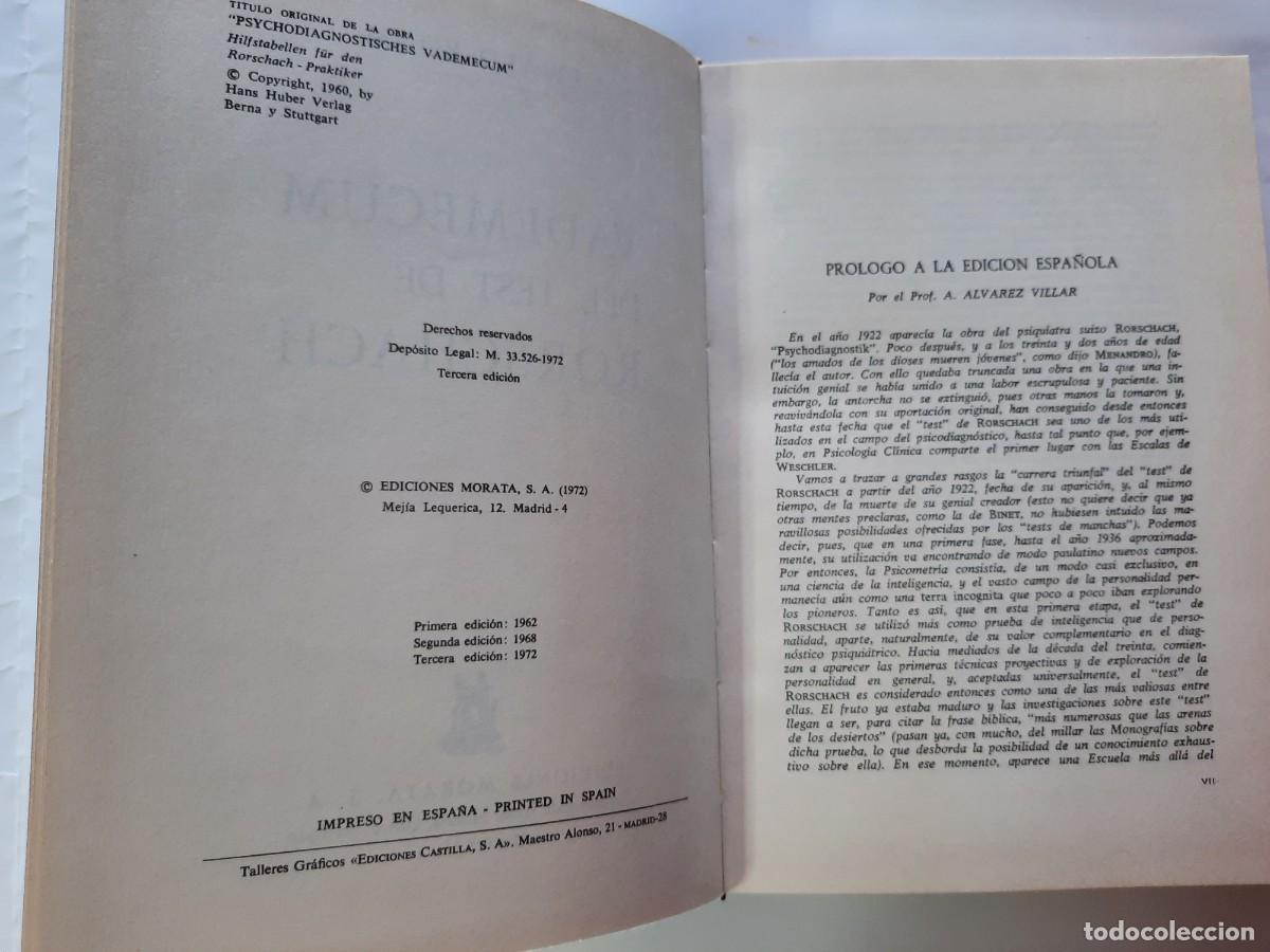 Libros de segunda mano: VADEMECUM DEL TEST DE RORSCHACH - Foto 2