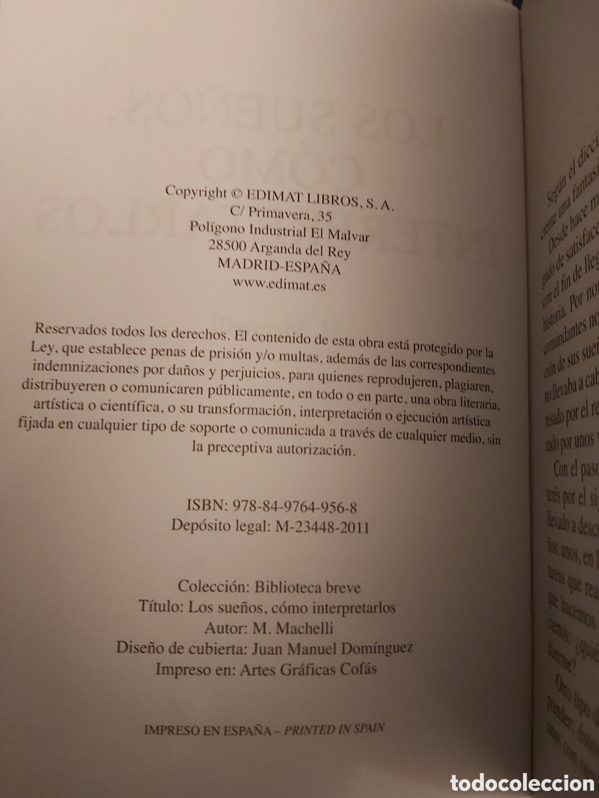 Libros de segunda mano: LOS SUE&Ntilde;OS, COMO INTERPRETARLOS $ M. MACHELLI $ EDIMAT LIBROS $ 2011 - Foto 4