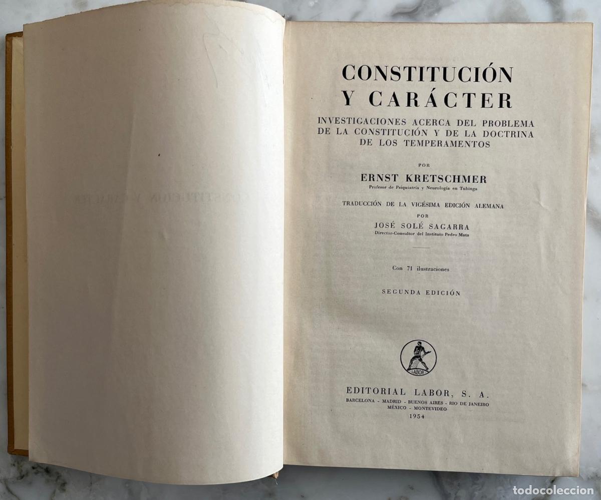 Libros de segunda mano: CONSTITUCI&Oacute;N Y CAR&Aacute;CTER, E KRETSCHMER. LIBRO EDITORIAL LABOR, A&Ntilde;O 1954 - Foto 2