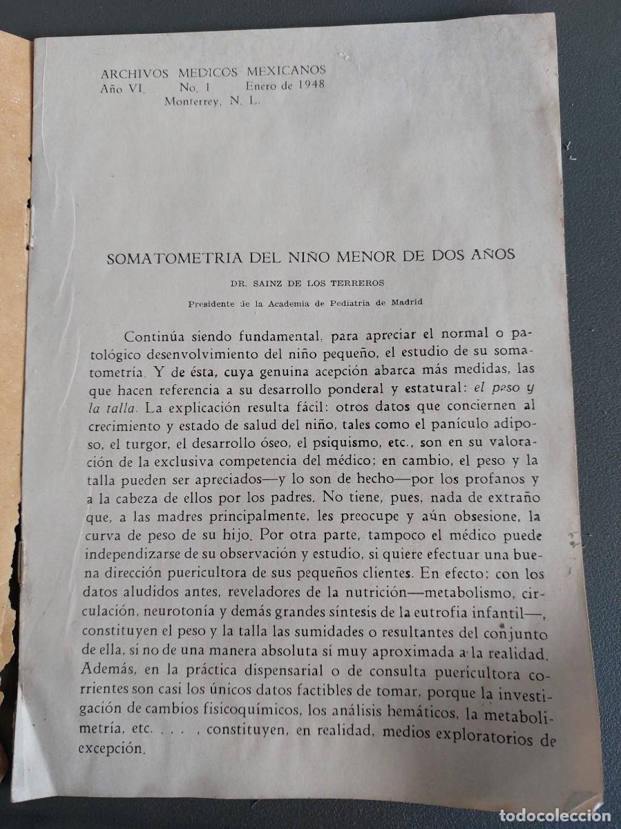 Second hand books: Somatometria del ni&ntilde;o menor de dos a&ntilde;os - Sainz de los terreros - 1948