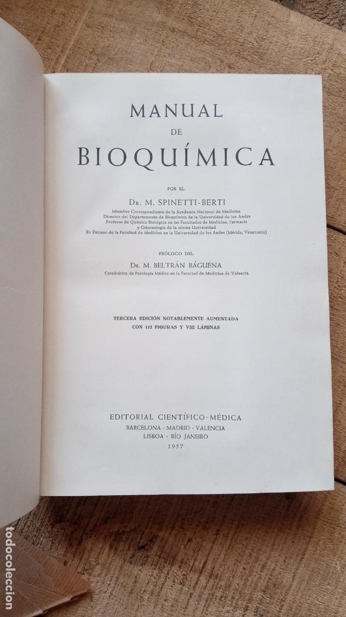 Libros de segunda mano: MANUAL DE BIOQU&Iacute;MICA. DR M SPINETTI-BERTI 1957 - Foto 2