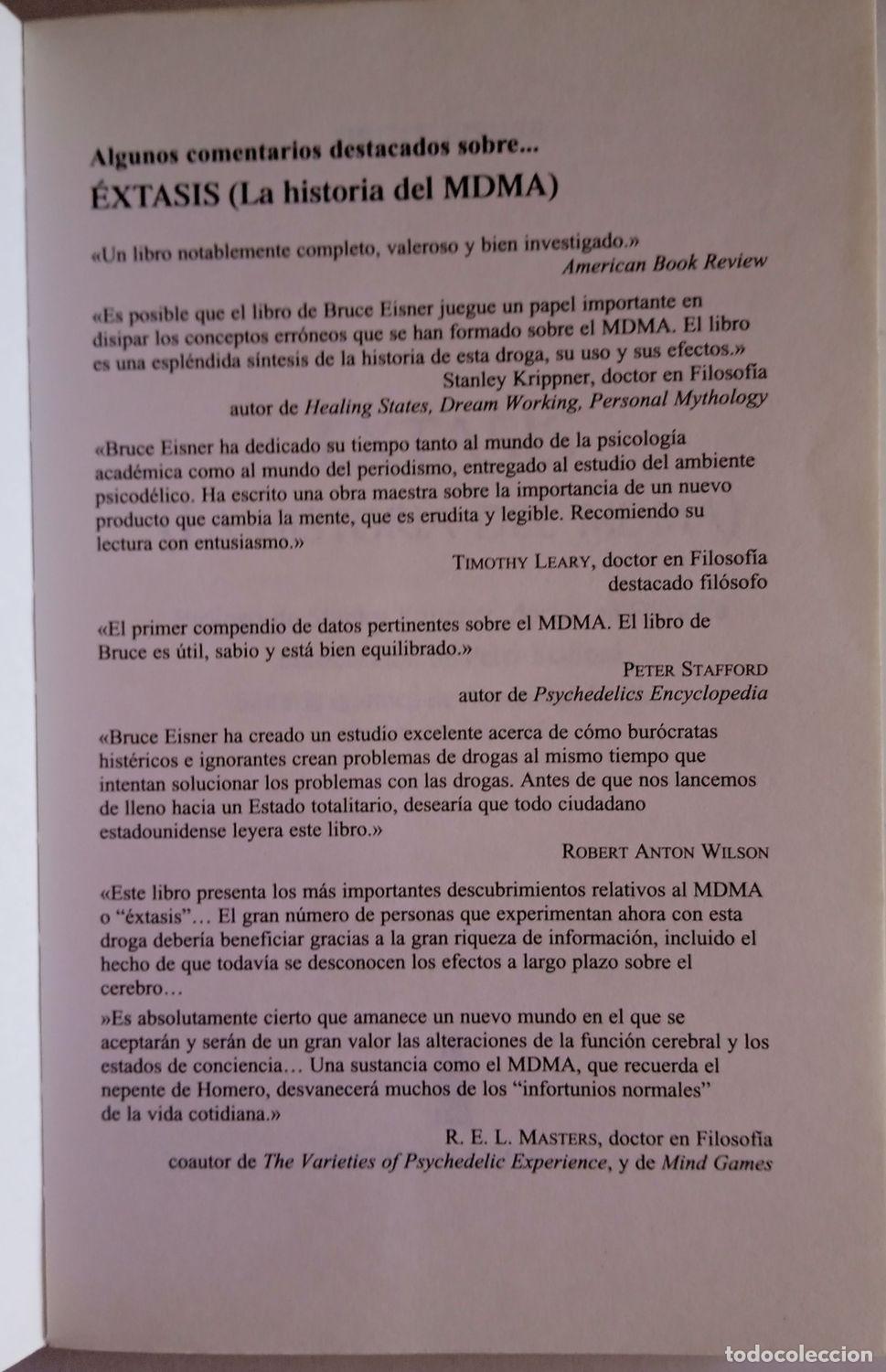 Libros de segunda mano: EXTASIS. Historia del MDMA. BRUCE EINER. Ediciones Obelisco - Foto 3