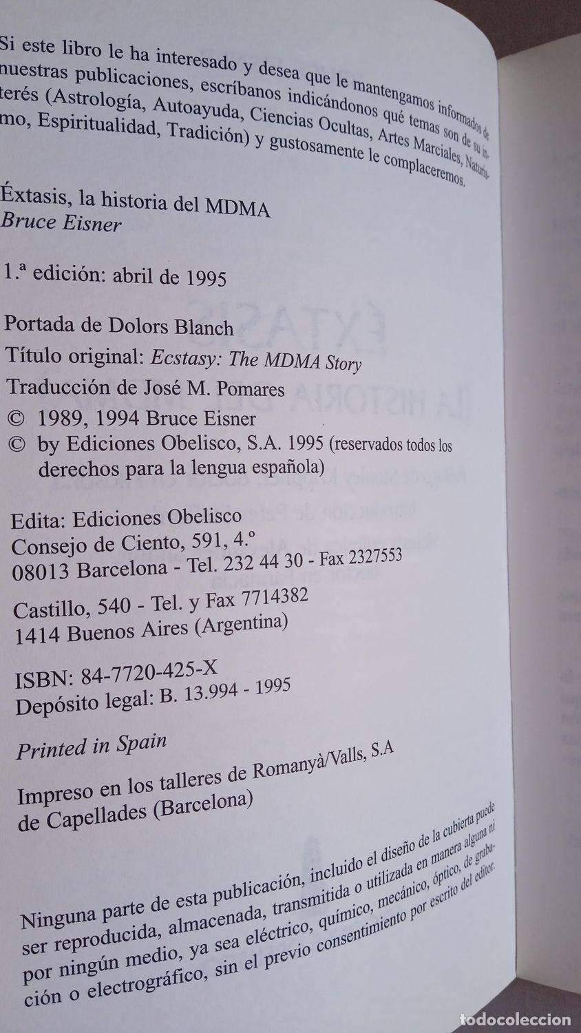 Libros de segunda mano: EXTASIS. Historia del MDMA. BRUCE EINER. Ediciones Obelisco - Foto 5