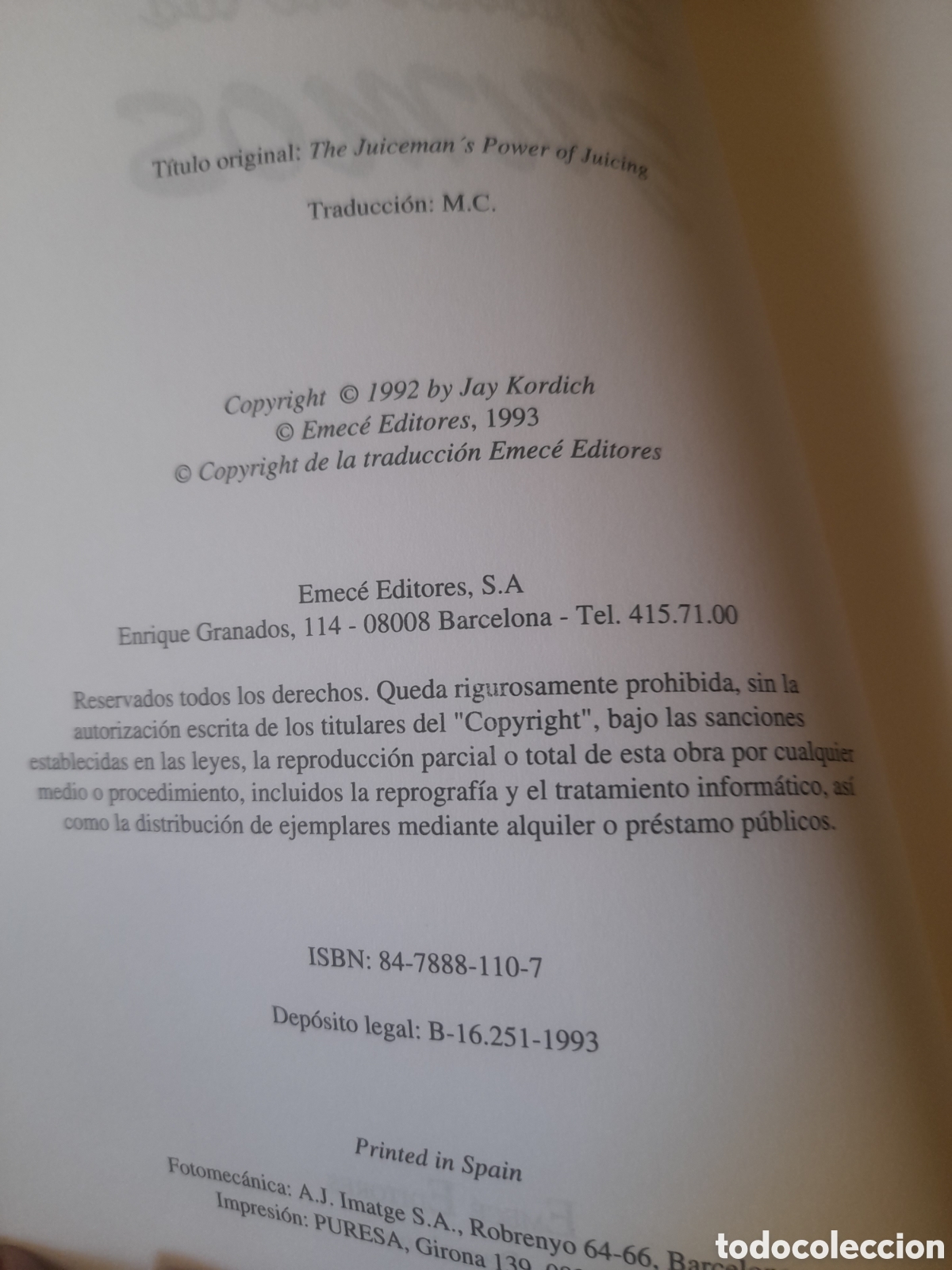Libros de segunda mano: Libro, El poder de los zumos, por Hay Kordich de 1993 - Foto 5