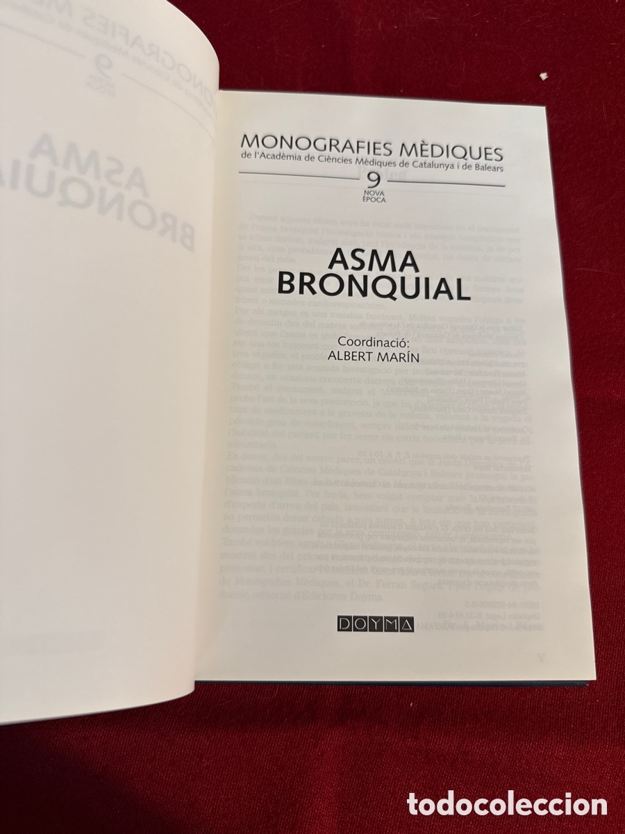 Libros de segunda mano: Asma Bronquial. Albert Mar&iacute;n. En catal&aacute;n. - Foto 6