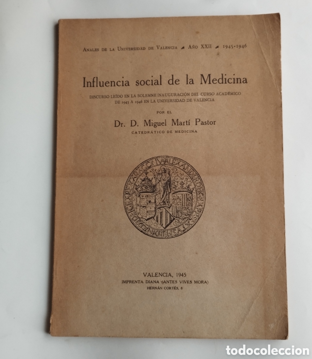 Livros em segunda m&atilde;o: INFLUENCIA SOCIAL DE LA MEDICINA. - MART&Iacute; PASTOR, MIGUEL