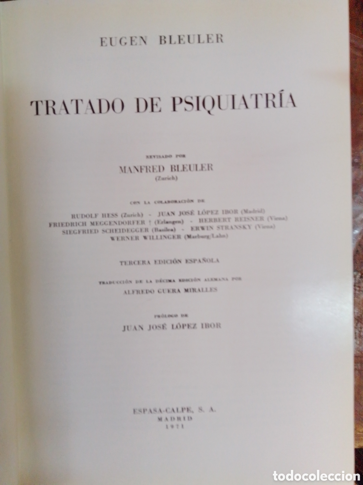 Libros de segunda mano: TRATADO DE PSIQUIATRIA. BLEULER, EUGEN. ESPASA-CALPE. MADRID, 1971.