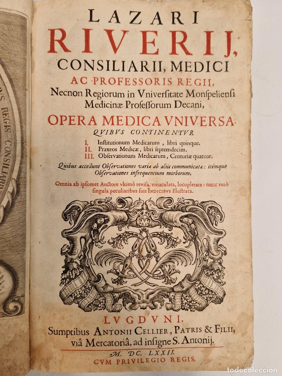 Libros de segunda mano: Libro de Lazari Riverii - Opera Medica Omnia (1672) - Medicina Antigua