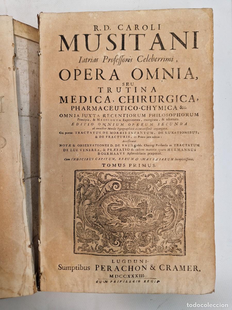 Libros de segunda mano: Libros de Caroli Musitani - Opera Omnia Medica, Chirurgica, Pharmaceutico-Chymica (1733)