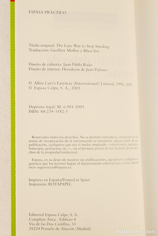 Libros de segunda mano: Es f&aacute;cil dejar de fumar - Allen Carr - Foto 4