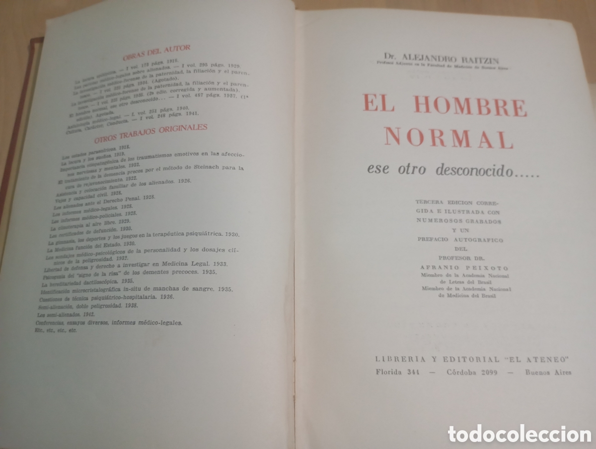 Libri di seconda mano: Criminolog&iacute;a Psiquiatr&iacute;a forense Afecciones mentales El Hombre Normal Alejandro Raitzin