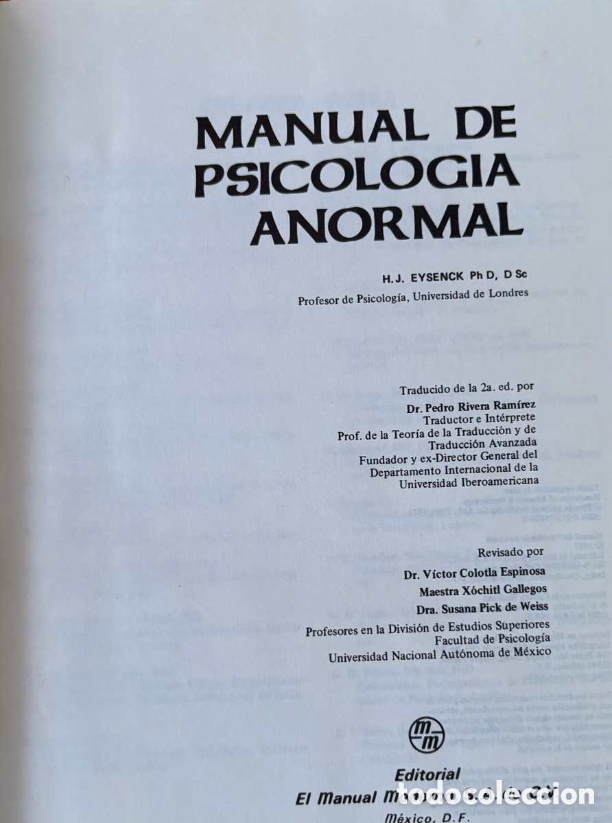 Libros de segunda mano: Manual de psicolog&iacute;a anormal. - Foto 2