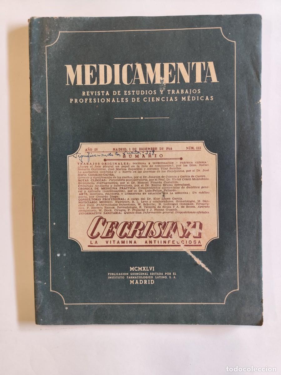 Libros de segunda mano: REVISTA MEDICAMENTA, ESTUDIOS Y TRABAJOS DE CIENCIAS MEDICAS, A&Ntilde;O 1946, PUBLICIDAD FARMACIA