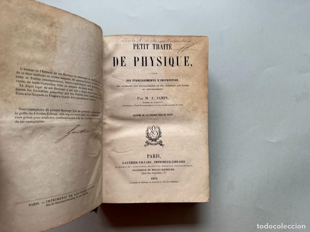 Second hand books: Libro PETIT TRAITE DE PHYSIQUE. M. J. Jamin. &Agrave; l&rsquo;usage des &eacute;tablissements d&rsquo;instruction. 1870