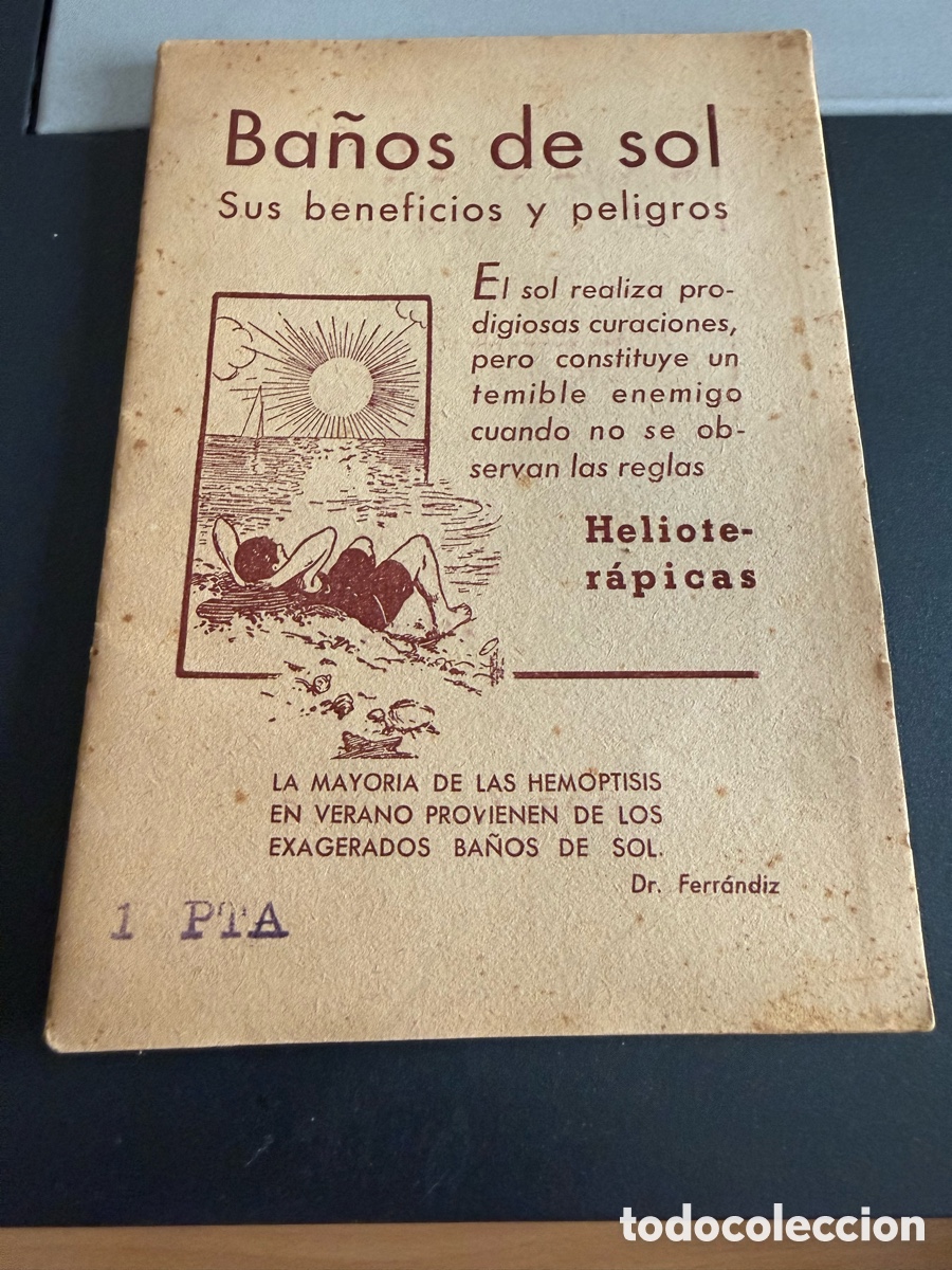Libros de segunda mano: BA&Ntilde;OS DE SOL Sus Beneficios y Peligros. Dr VL FERRANDIZ. 1942