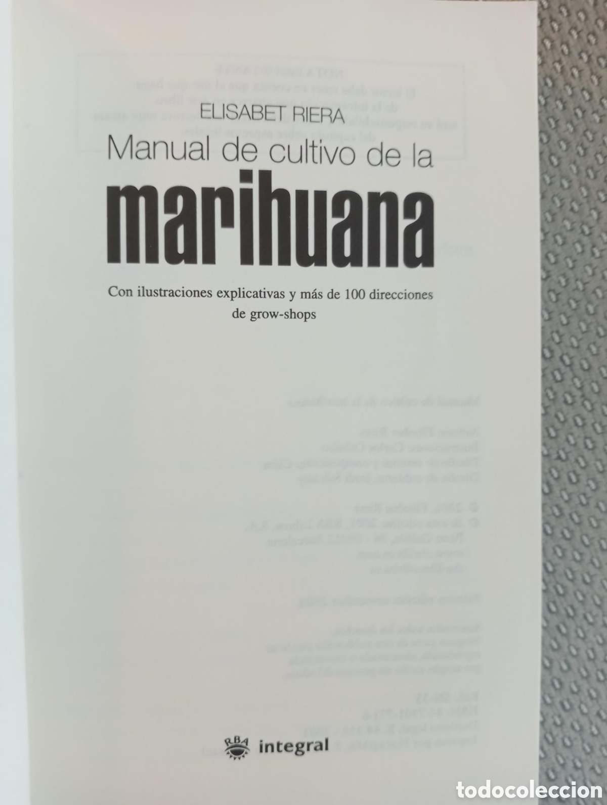 Libros de segunda mano: Manual de cultivo de la marihuana / Elisabet Riera