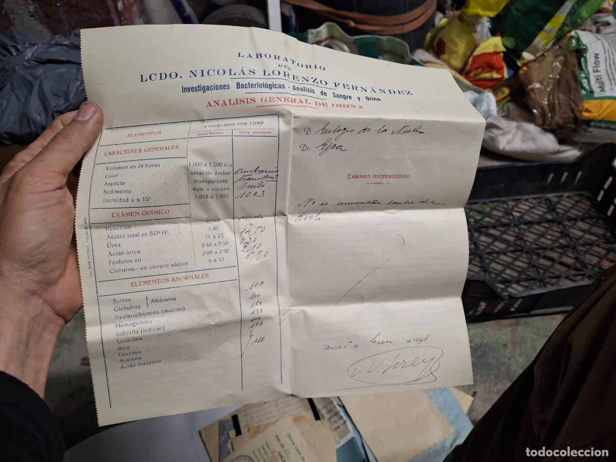 Libros de segunda mano: Antiguo documento m&eacute;dico laboratorio Nicolaz Lorenzo anal&iacute;ticas. Medicina