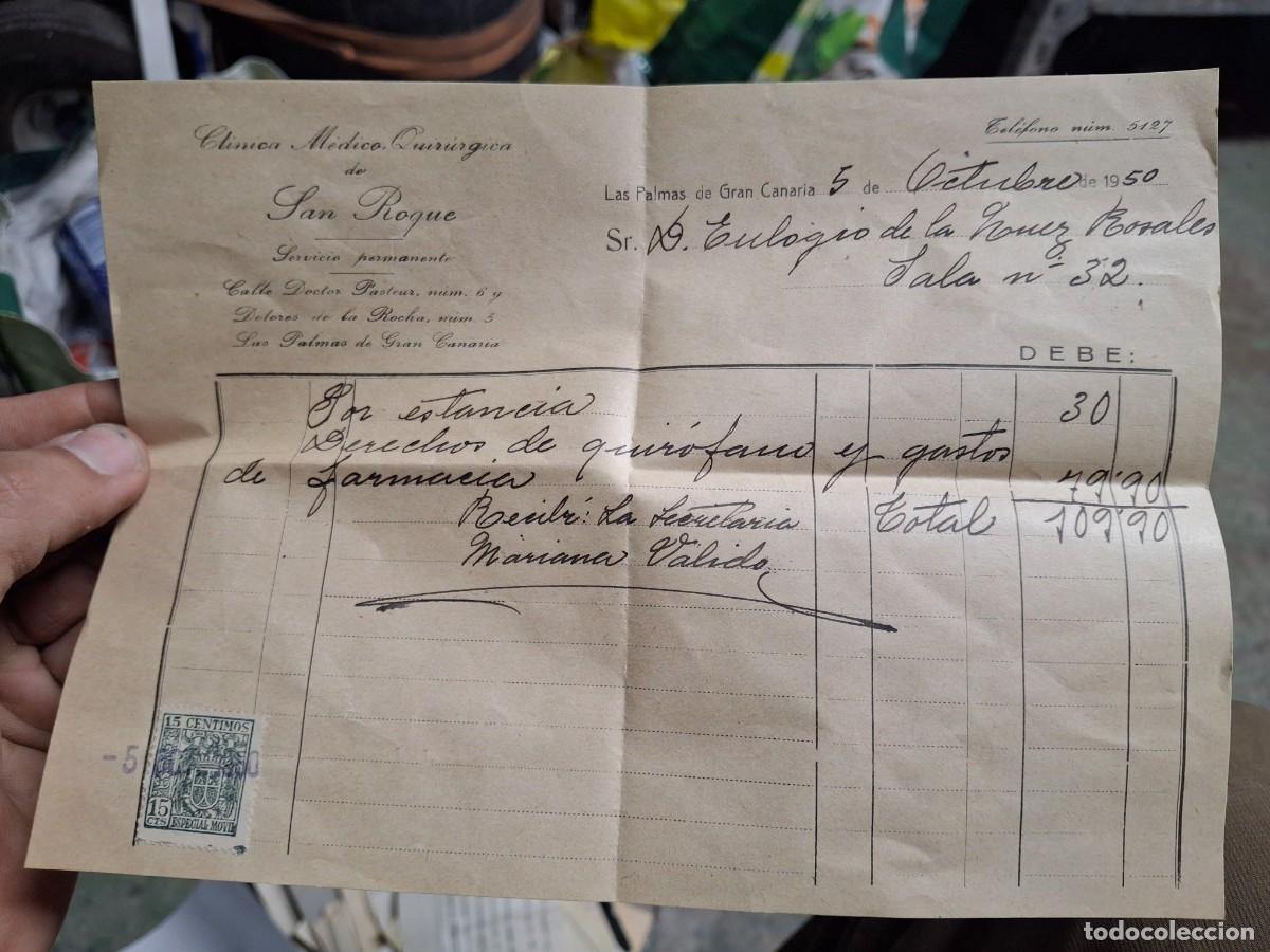 Libros de segunda mano: Antiguo documento m&eacute;dico Cl&iacute;nica San Roque 1950 medicina receta