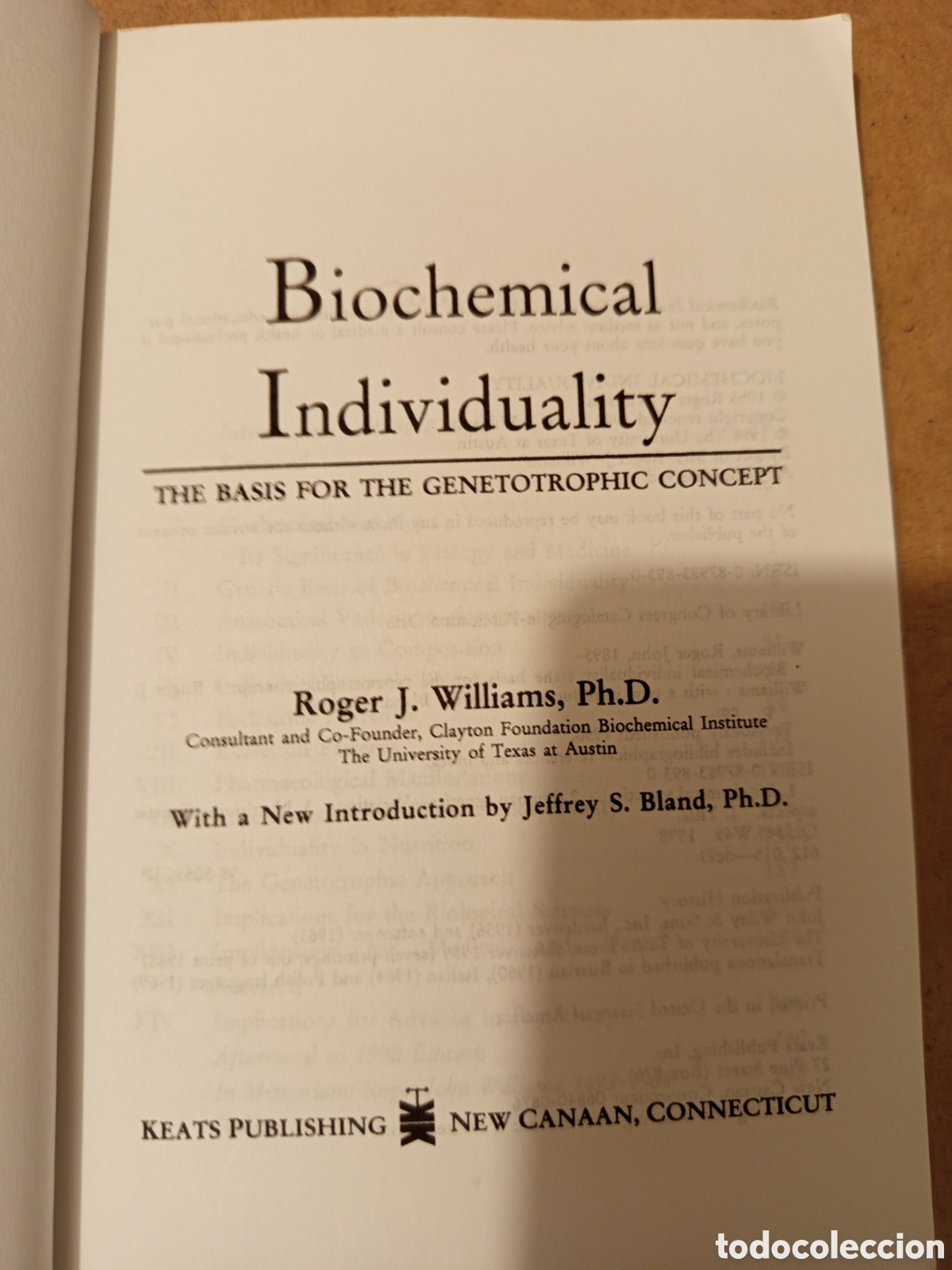 Libros de segunda mano: BIOCHEMICAL INDIVIDUALITY (ROGER J. WILLIAMS, PH.D.) - Foto 2