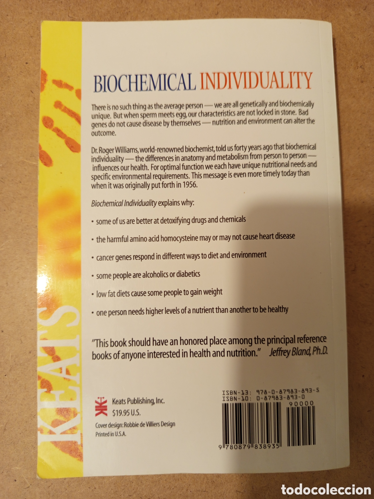 Libros de segunda mano: BIOCHEMICAL INDIVIDUALITY (ROGER J. WILLIAMS, PH.D.) - Foto 12