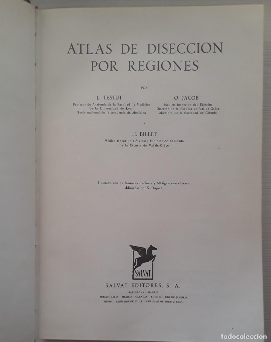 Libros de segunda mano: ATLAS DE DISECCI&Oacute;N POR REGIONES. TESTUT. JACOB. BILLET.