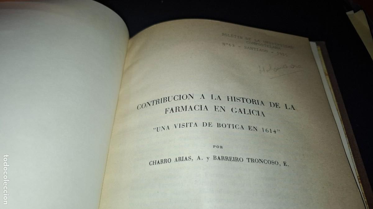 Libros de segunda mano: Contribucion a la historia de la farmacia en galicia. 1955