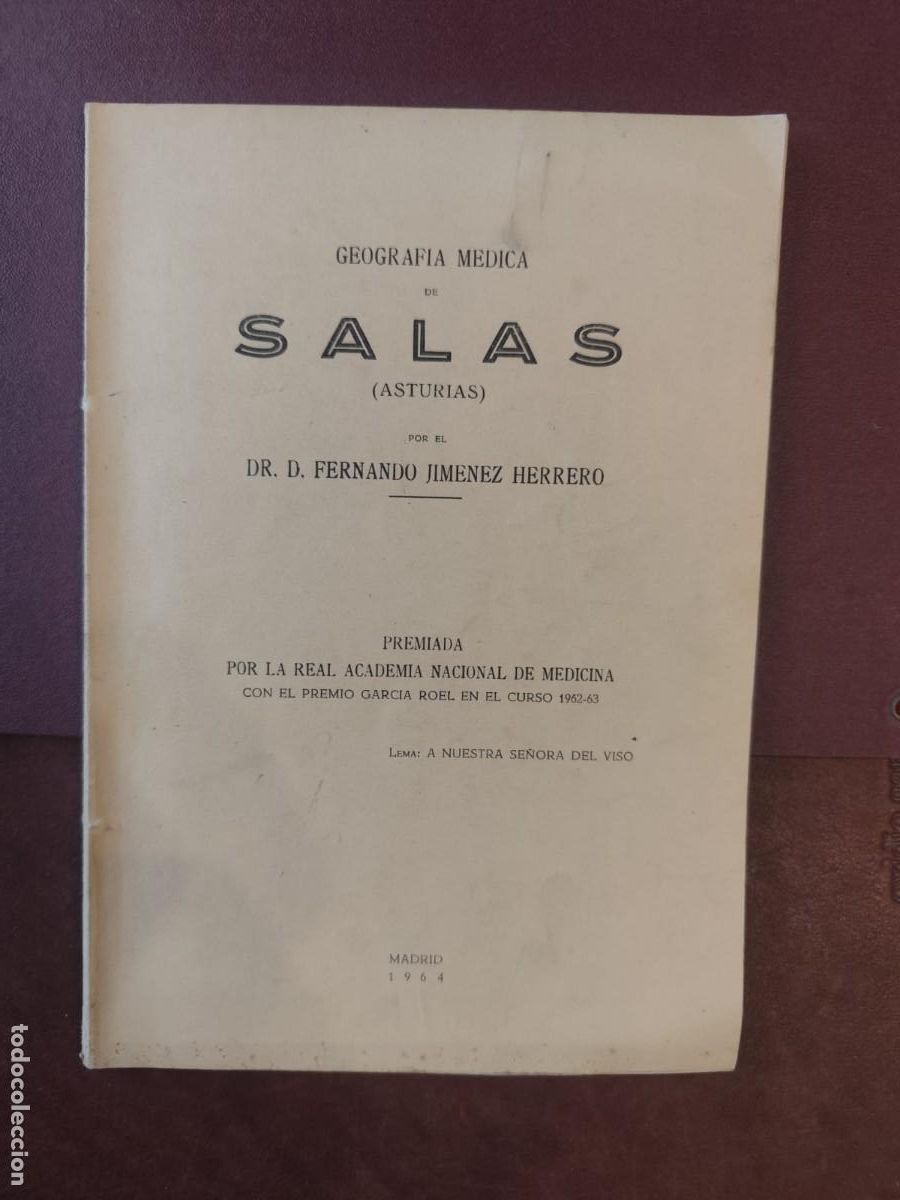 Libros de segunda mano: Fernando Jim&eacute;nez Herrero. GEOGRAFIA MEDICA DE SALAS (ASTURIAS)