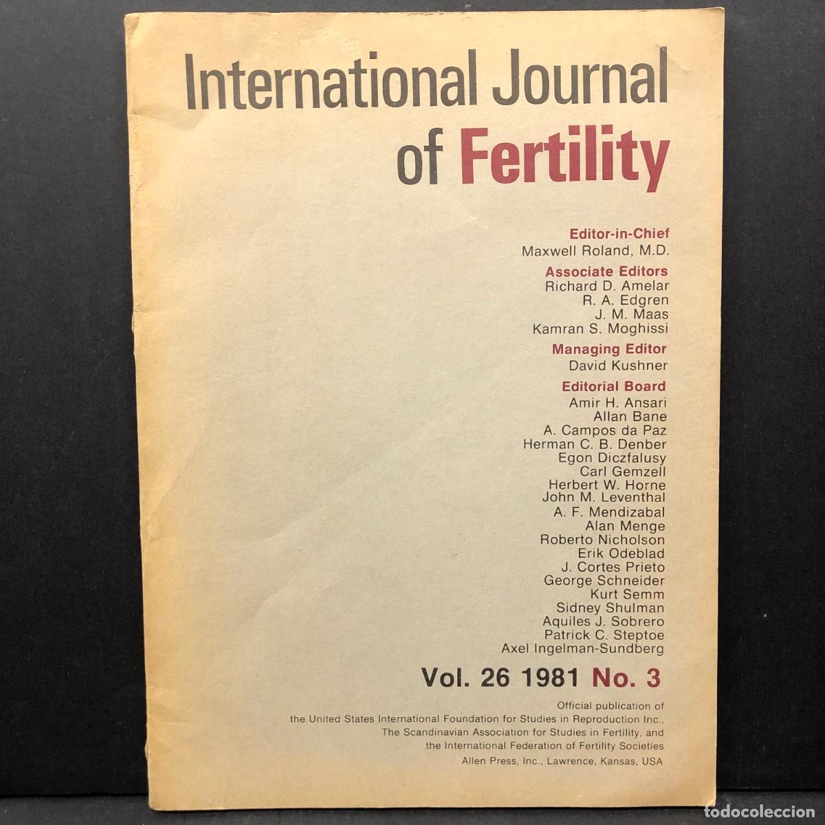 Libros de segunda mano: INTERNATIONAL JOURNAL OF FERTILITY - VOL. 26 - 1981 - N&ordm; 3 / 4206