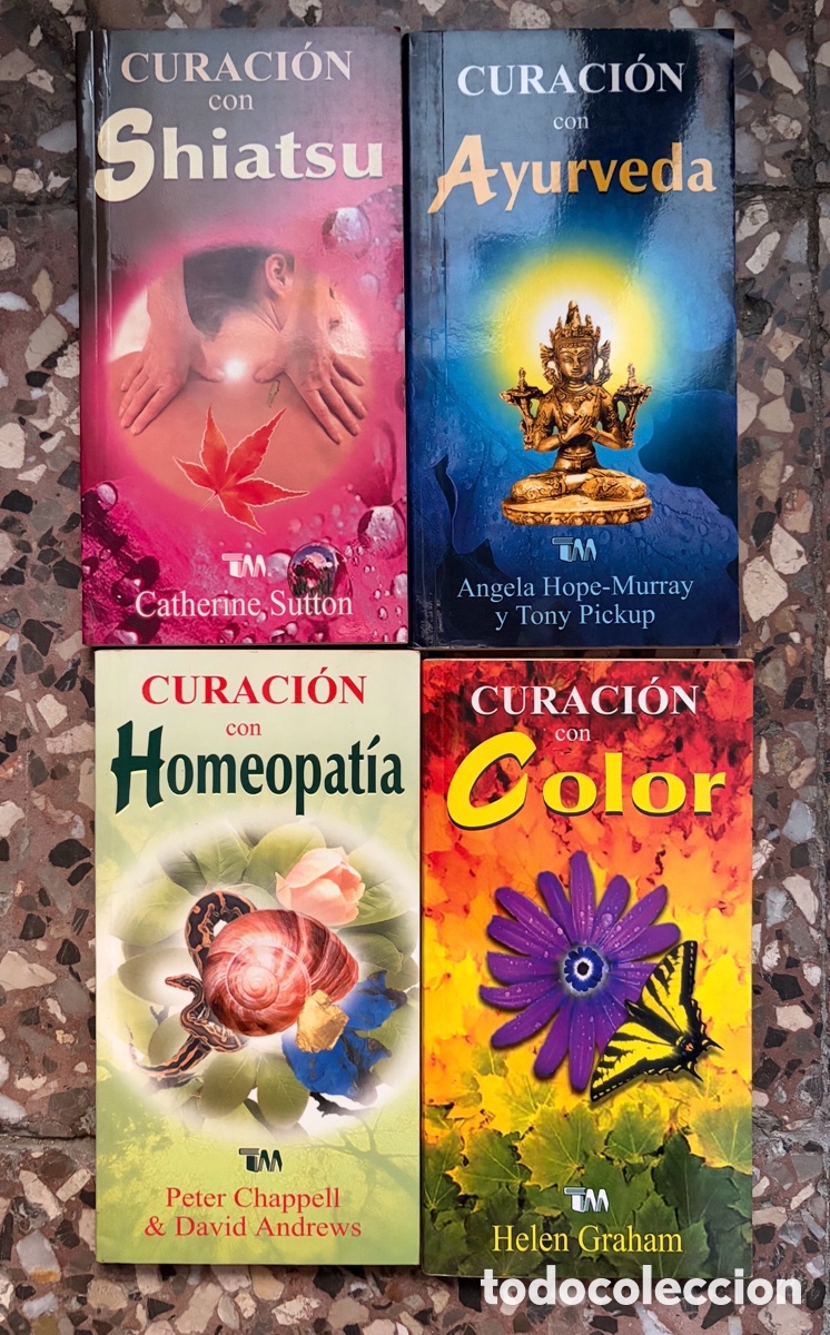 Libros de segunda mano: Lote de 4 libros sobre curaci&oacute;n: shiatsu, ayurveda, homeopat&iacute;a, color