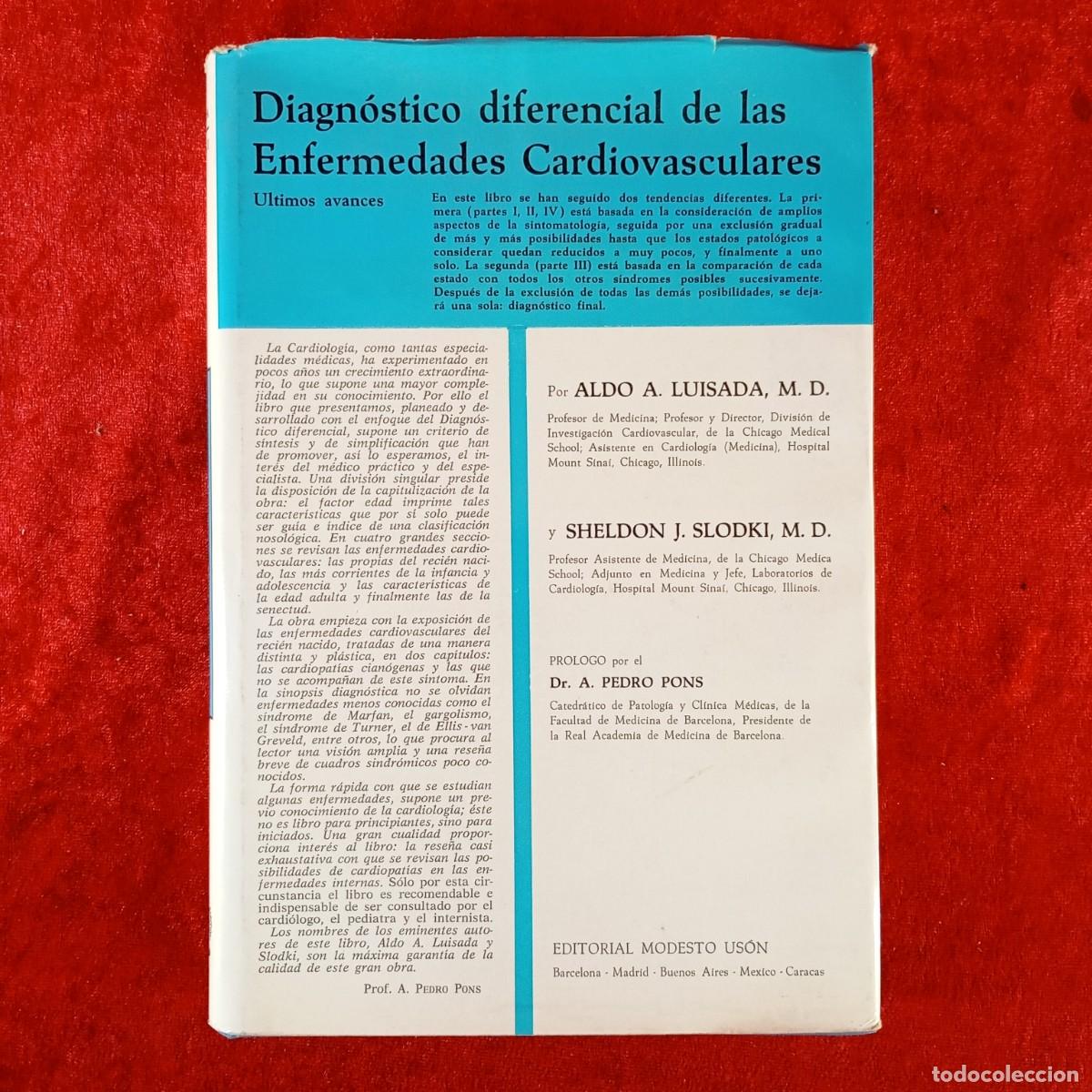 Libros de segunda mano: DIAGN&Oacute;STICO DIFERENCIAL DE LAS ENFERMEDADES CARDIOVASCULARES -A.A. LUISADA, S.J. SLODKI -1968 / 4867