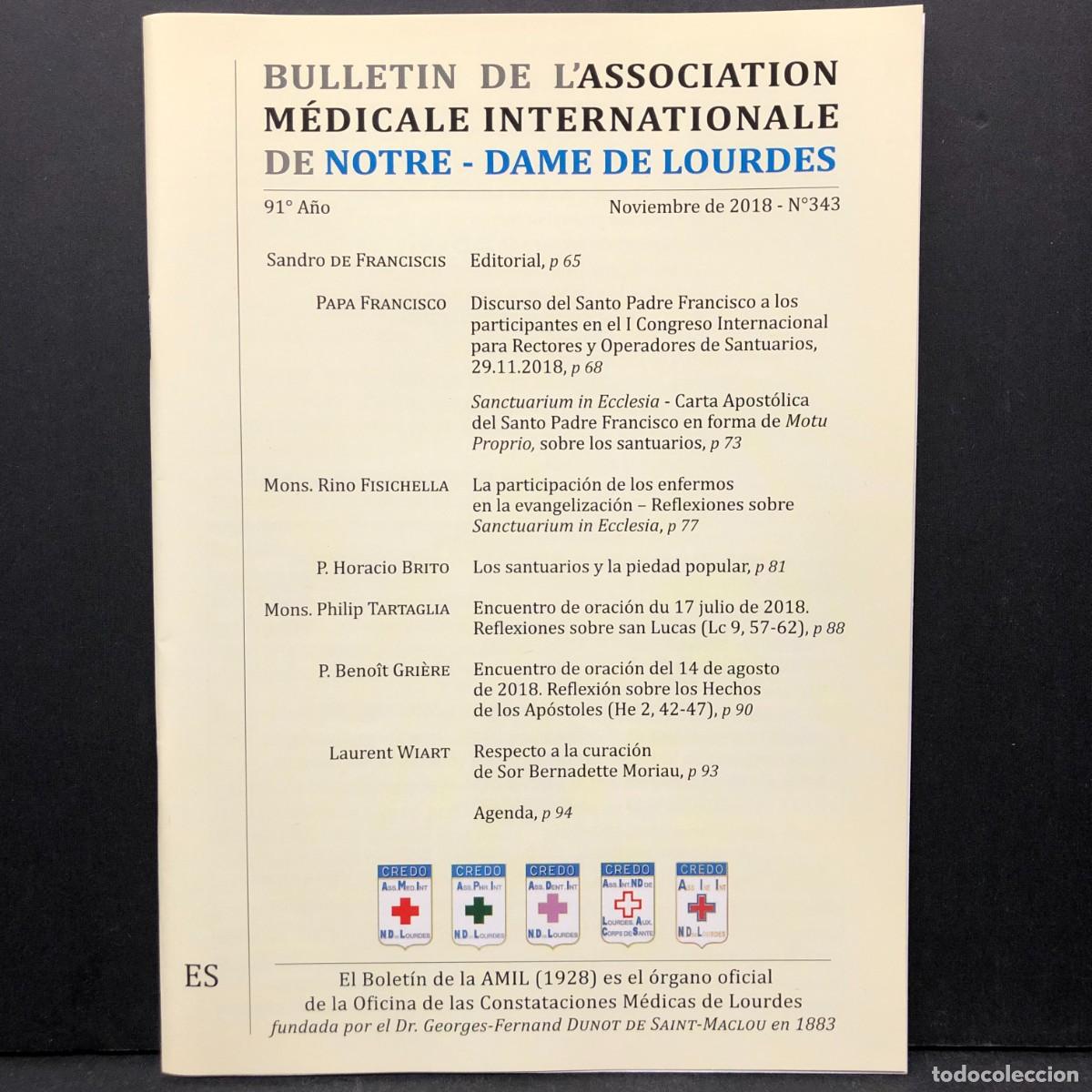 Libros de segunda mano: BULLETIN DE L'ASSOCIATION M&Eacute;DICALE INTERNATIONALE DE NOTRE-DAME DE LOURDES - N&ordm; 343 / 5525