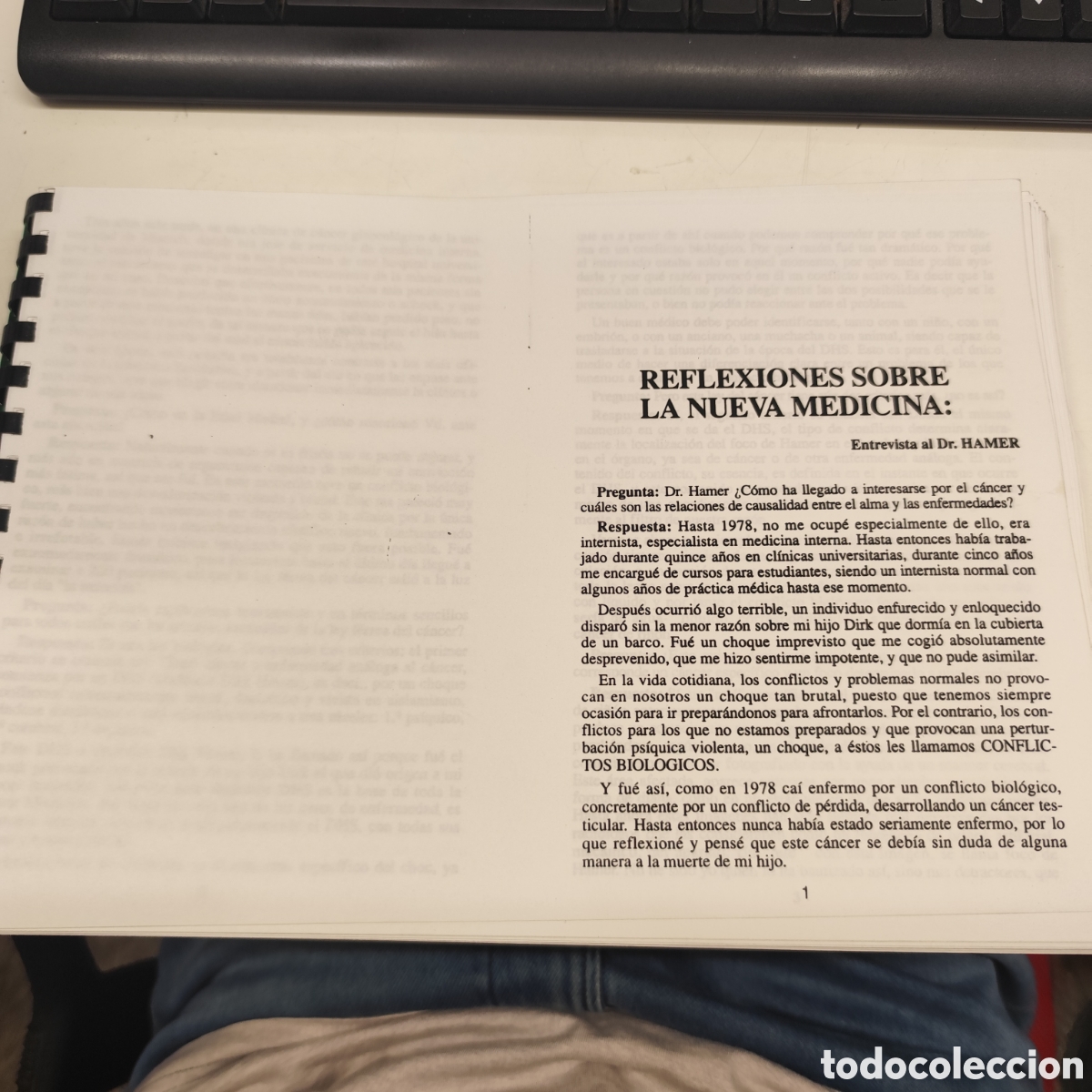 Libros de segunda mano: REFLEXIONES SOBRE LA NUEVA MEDICINA - ENTREVISTA AL DR. HAMER - FOTOCOPIAS / 6060