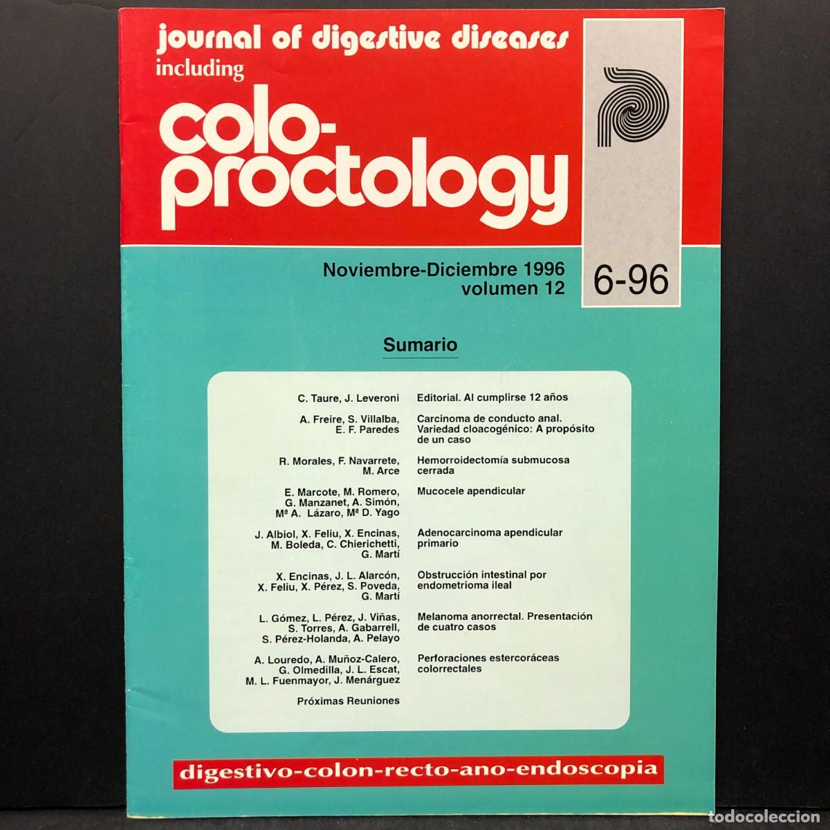 Libros de segunda mano: COLO-PROCTOLOGY - JOURNAL OF DIGESTIVE DISEASES - VOLUMEN 12 - NOVIEMBRE-DICIEMBRE 1996 / 1655