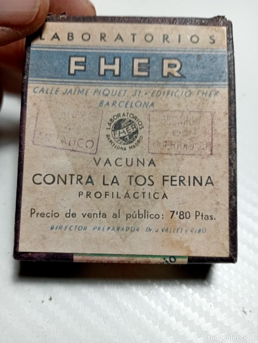 Libros de segunda mano: MEDICAMENTO ANTIGUO 1942 VACUNA CONTRA LA TOS FERINA FARMACEUTICA FHER MEDICINA, BOTICA,