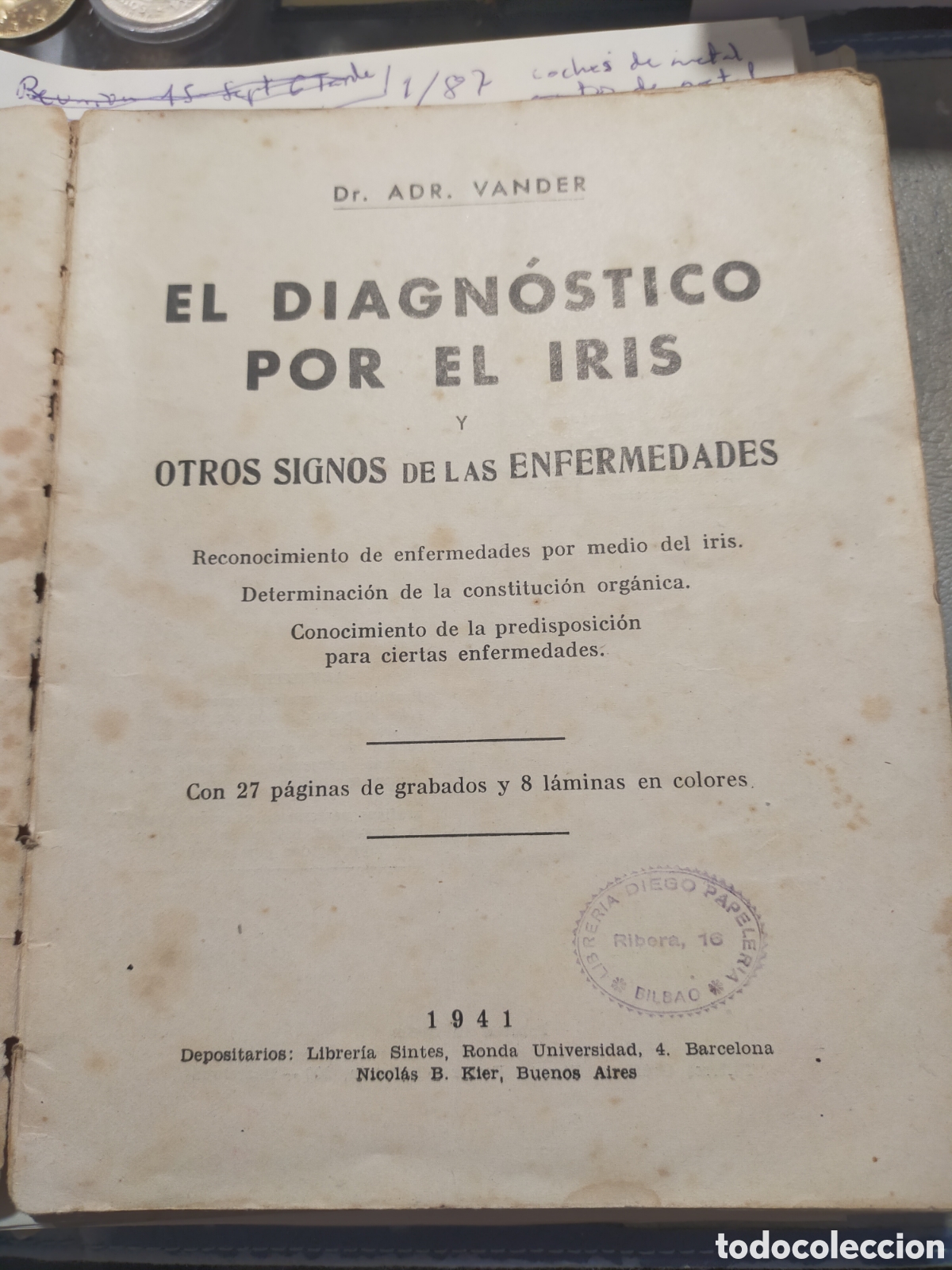 Libros de segunda mano: EL DIAGN&Oacute;STICO POR EL IRIS DR. ADR. VANDER 1941