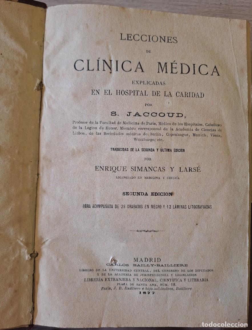 Libros de segunda mano: LECCIONES DE CLINICA MEDICA EXPLICADAS EN EL HOSPITAL DE LA CARIDAD. - JACCOUD, S.