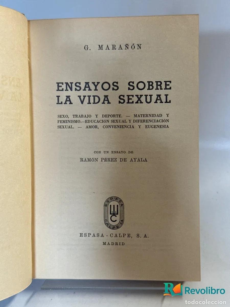 Libros de segunda mano: Ensayos sobre la vida sexual - G. Mara&ntilde;&oacute;n